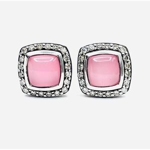 David Yurman Albion Earrings With Rose Quartz Doublet And Diamonds